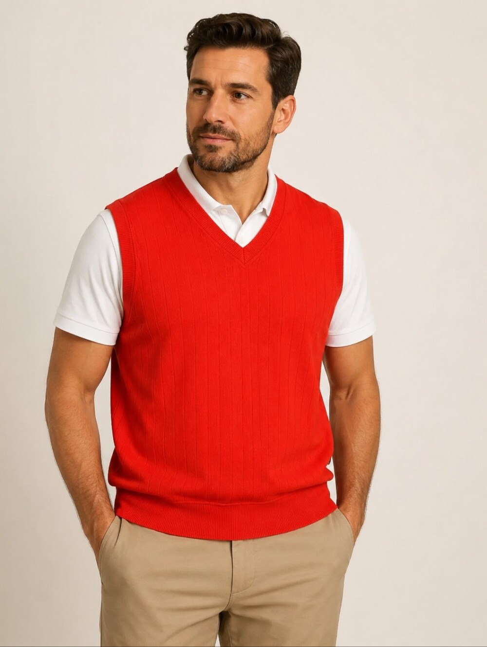 CALLAWAY Mens golf vest cotton orange V neck Large